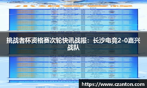 挑战者杯资格赛次轮快讯战报：长沙电竞2-0嘉兴战队
